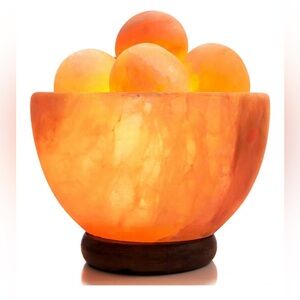 Himalayan Salt Lamp Bowl with Orange Glow